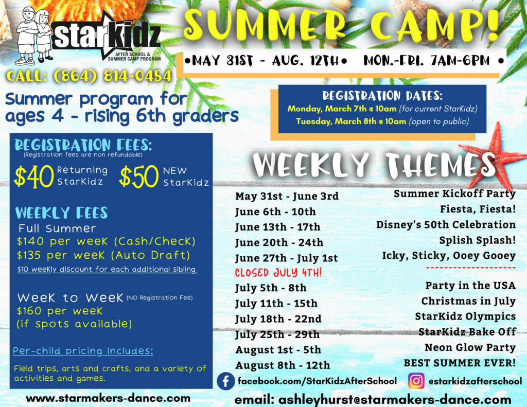 StarKidz Summer Camp & After School Schedule