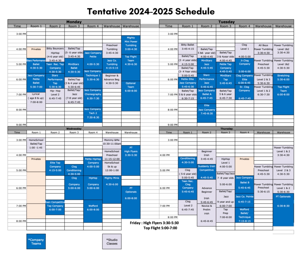 '24-'25 Class Schedule