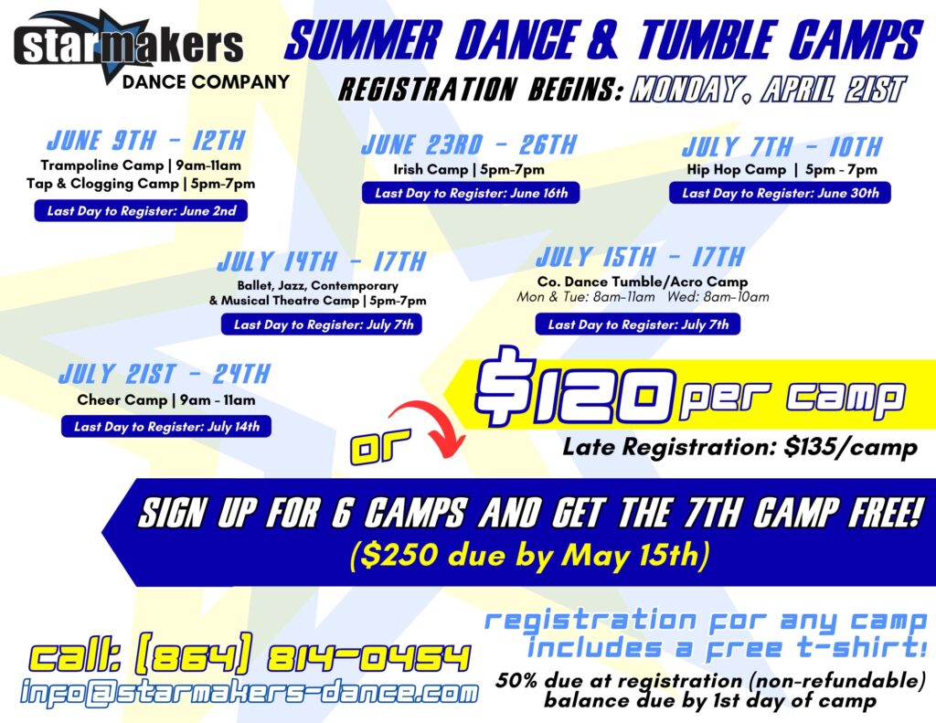 2025 Summer Dance & Tumble Schedule